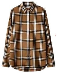 Burberry - Regular Fit Check Stretch Cotton Shirt - Lyst