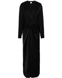 TOTEME - Totême V-Neck Knot-Detail Satin Dress - Lyst