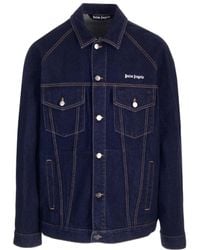 Palm Angels - Logo-Embroidered Button-Up Denim Jacket - Lyst
