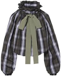 Patou - Bow-Detail Checked Top - Lyst