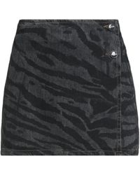 Ganni - Zebra-Striped Denim Wrap Skirt - Lyst