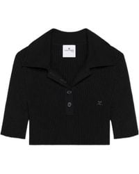 Courreges - Courrèges Half-Button Knitted Cropped Polo Top - Lyst