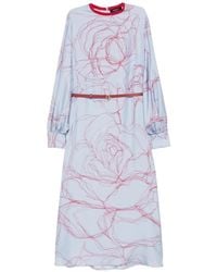 Fabiana Filippi - Floral-Print Belted Midi Dress - Lyst