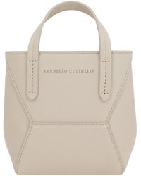 Brunello Cucinelli - Bc Duo Logo Embossed Mini Tote Bag - Lyst