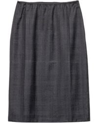 Prada - Wool Check Midi Skirt - Lyst