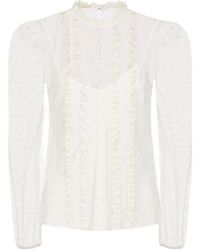 RED Valentino - Point D'Esprit Tulle Ruffles Top - Lyst