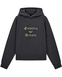 Emporio Armani - French Terry Jersey Hoodie With Soft Touch Logo Embroidery - Lyst