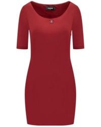 DSquared² - Logo Plaque Short-Sleeved Dress - Lyst