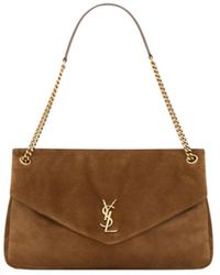 Saint Laurent - Calypso Logo Plaque Large Shoulder Bag - Lyst