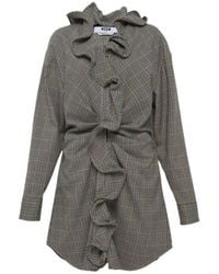 MSGM - Abito Ruffle Detailed Mini Dress - Lyst