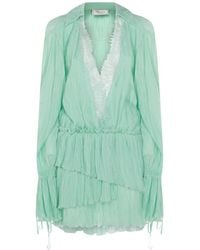Blumarine - Long-Sleeved V-Neck Dress - Lyst