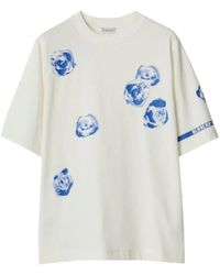 Burberry - Floral Printed Crewneck T-Shirt - Lyst
