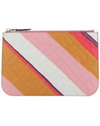 Fendi - Ff Logo Embossed Striped Zipped Wallet - Lyst