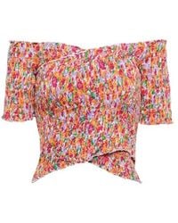 Poupette - Floral Off-Shoulder Crop Top - Lyst