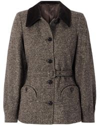 Blazé Milano - Sarissa Belted Velvet-Trimmed Tweed Jacket - Lyst