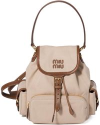 Miu Miu - Canvas And Leather Backpack - Lyst