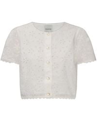 Posse - Salma Broderie Cropped Top - Lyst