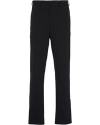 Prada - Logo Plaque Cropped Tailored Trousers - Lyst