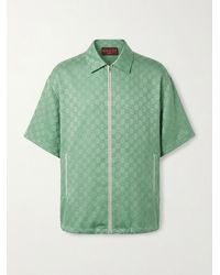 Gucci - Relaxed Fit Gg Satin Zip Shirt - Lyst