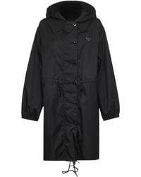 Prada - Triangle-Logo Hooded Coat - Lyst