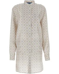 Prada - Printed Silk Shirt Dress - Lyst