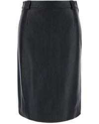 Grifoni - Belted Leather Pencil Skirt - Lyst