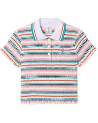CASABLANCA - Shirred Stripe Polo Top - Lyst