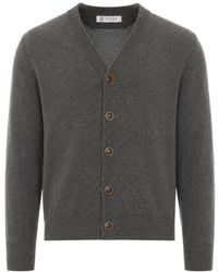 Brunello Cucinelli - Buttoned V-Neck Cardigan - Lyst