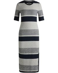 BOSS - Colorblock Striped Knit Midi Dress - Lyst
