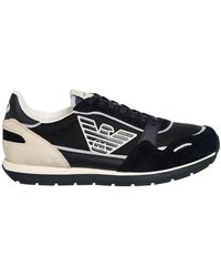 Emporio Armani - Logo-Patch Panelled Sneakers - Lyst