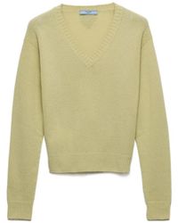 Prada - Wool And Cashmere V-Neck Sweater - Lyst