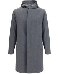 Lardini - Hooded Single-Breasted Coat - Lyst
