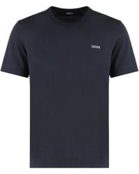 ZEGNA - Logo Embroidered Crewneck T-Shirt - Lyst