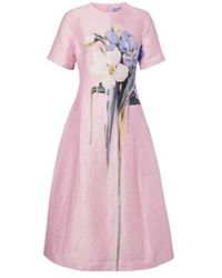 Leo - Caroline Floral Linen-Blend Midi Dress - Lyst