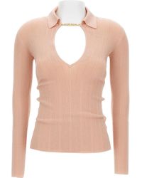 Elisabetta Franchi - Ribbed Polo-Neck Sweater - Lyst