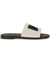 Dolce & Gabbana - Logo Canvas Slide Sandals - Lyst