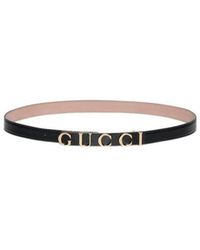 Gucci - Thin Belt With Logo Buckle - Lyst