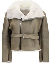 Rick Owens - Cropped Belted Shearling Jacket - Lyst