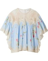 Zimmermann - Lace-Trimmed Floral-Print Cotton-Voile Blouse - Lyst
