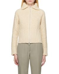 Jil Sander - Turn-Down Collar Long-Sleeve Knitted Cardigan - Lyst