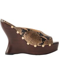 Magda Butrym - Studded Snake-Effect Leather Wedge Mules - Lyst