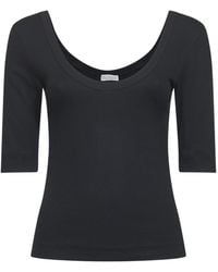 Brunello Cucinelli - Scoop Neck Straight Hem T-Shirt - Lyst