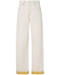 Fendi - Logo Detailed Straight-Leg Jeans - Lyst