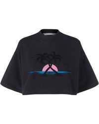 Palm Angels - Logo-Print Cropped T-Shirt - Lyst