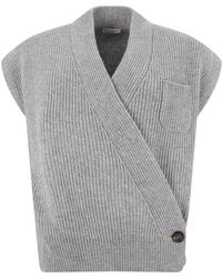 Brunello Cucinelli - Short-Sleeved Knit Top - Lyst
