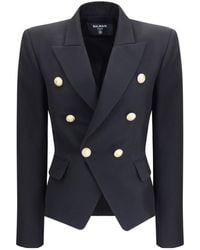 Balmain - Double-Breasted Long Sleeved Blazer - Lyst