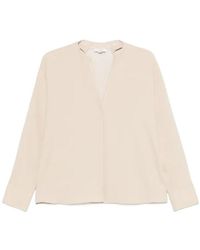 Vince - Faux Leather-Trim Dolman-Sleeved Blouse - Lyst
