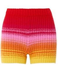 The Elder Statesman - Striped Ribbed Cashmere Shorts - Lyst