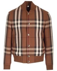 Burberry - Checked Wool-Blend Bomber Jacket - Lyst