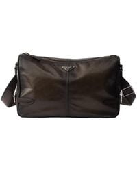 Prada - Antiqued Leather Zipper Shoulder Bag - Lyst
